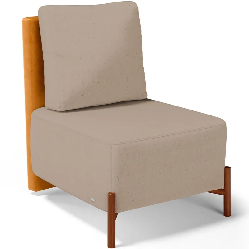 Poltrona Decorativa Sala de Estar Living Hungria L02 Couríssimo Whisky Linho Bege Escuro - Lyam - Lyam Decor