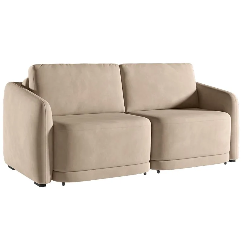 Sofá Cama para Sala de Estar 2 Lugares 176cm Montserrat K01 Veludo Bege - Lyam Decor - Lyam Decor - Móveis
