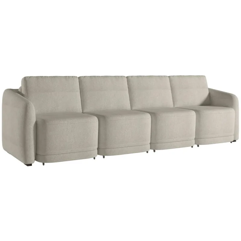 Sofá Cama para Sala de Estar 4 Lugares 356cm Montserrat K01 Bouclê Bege - Lyam Decor - Lyam Decor