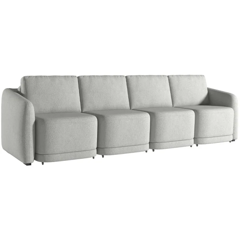 Sofá Cama para Sala de Estar 5 Lugares 436cm Montserrat K01 Linho Cinza - Lyam Decor - Lyam Decor