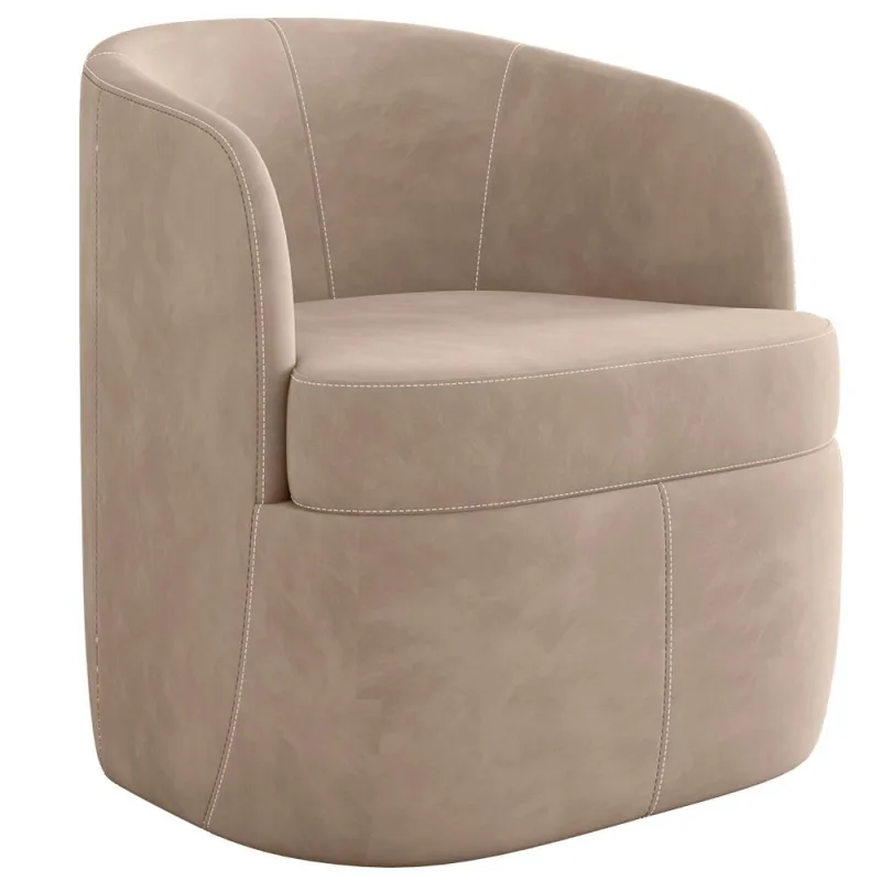 Poltrona Decorativa Giratória para Sala de Estar Siena K01 Veludo Bege - Lyam Decor - Lyam Decor