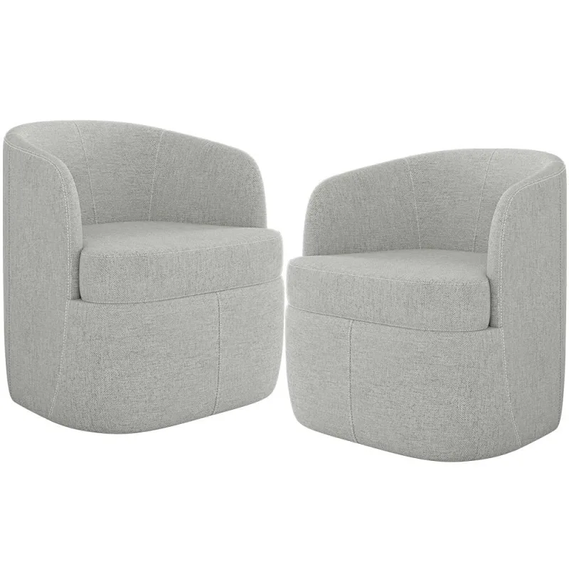 Kit 02 Poltronas Decorativa Giratória para Sala de Estar Siena K01 Linho Cinza - Lyam Decor - Lyam Decor - Móveis