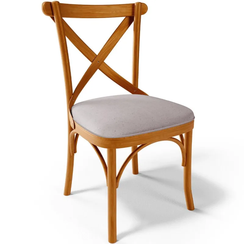Cadeira Para Sala de Jantar e Estar Living Estofada Ávila L02 Linho Bege - Lyam - Lyam Decor