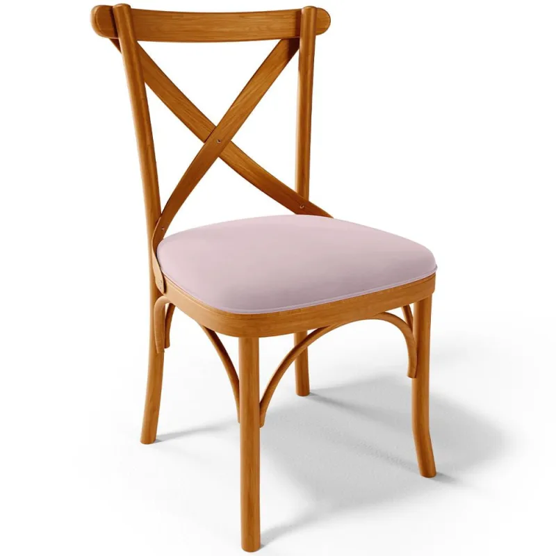 Cadeira Para Sala de Jantar e Estar Living Estofada Ávila L02 Suede Rosê - Lyam - Lyam Decor