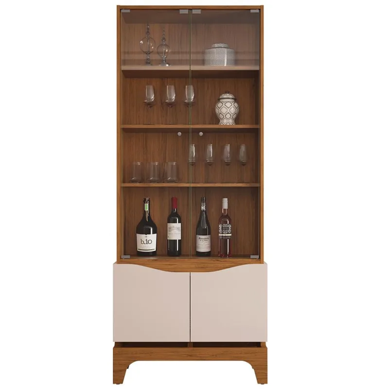 Cristaleira Para Sala de Jantar Bar Adega 2 Portas Clarice D05 Freijó Off White - Lyam Decor - Lyam Decor - Móveis