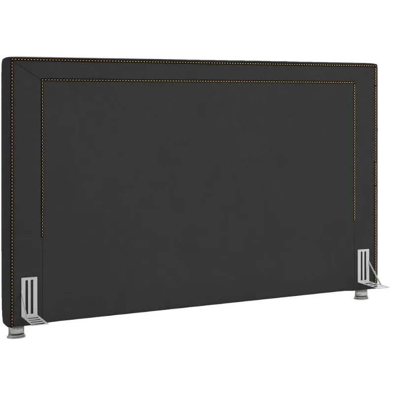 Cabeceira Cama Box Casal 195 cm P05 Berlim Veludo Preto - Lyam - Lyam Decor