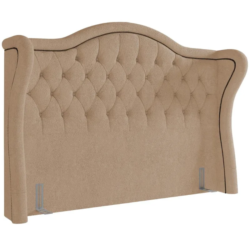 Cabeceira Cama Box Casal 195 cm P05 Lisboa Bouclê Mostarda - Lyam Decor - Lyam Decor