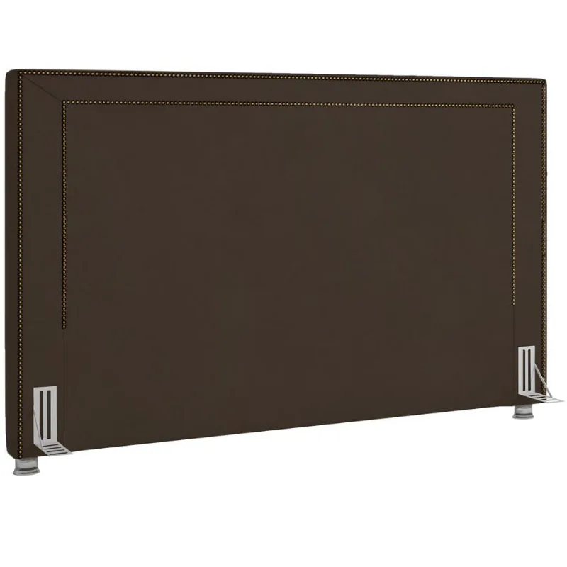 Cabeceira Cama Box King 195 cm P05 Berlim Veludo Marrom - Lyam Decor