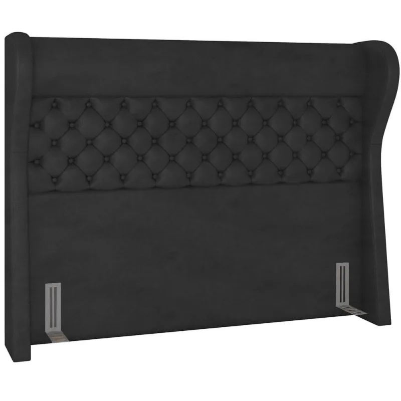 Cabeceira Cama Box King 195 cm P05 Madrid Couríssimo Preto - Lyam Decor - Lyam Decor