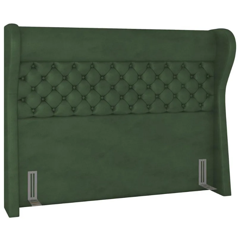 Cabeceira Cama Box King 195 cm P05 Madrid Couríssimo Verde Musgo - Lyam Decor - Lyam Decor