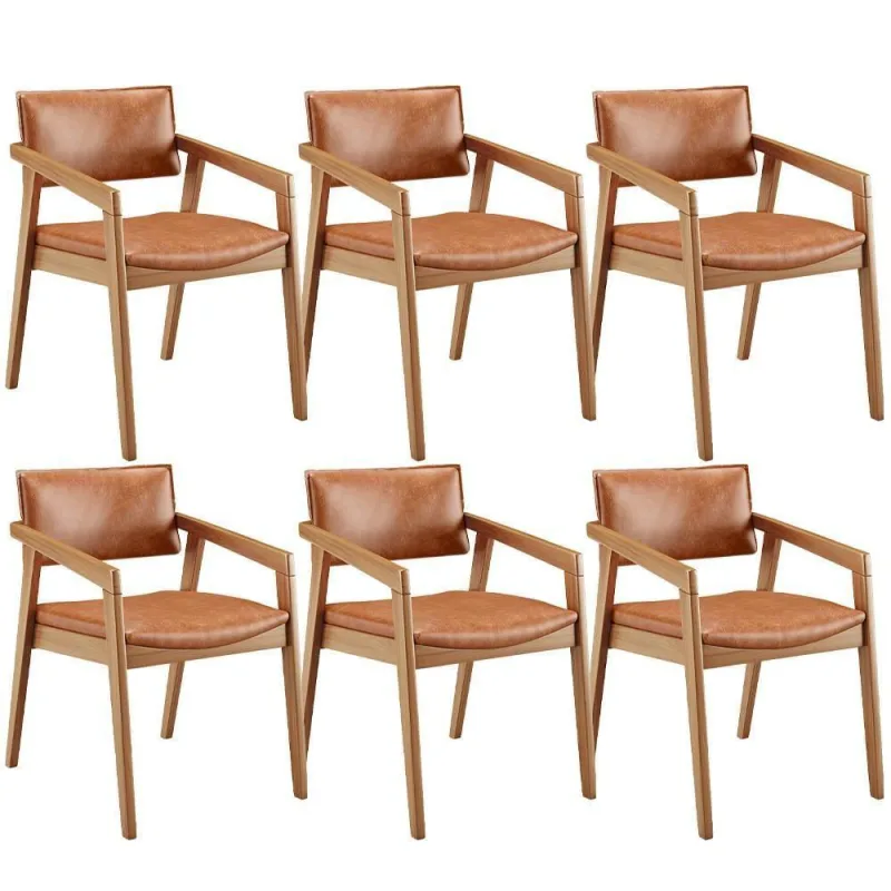 Kit 06 Cadeiras Para Sala De Jantar Estar Living Giorgia B04 Couríssimo Camel - Lyam Decor