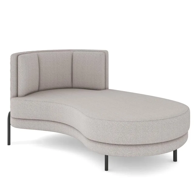 Sofá Chaise Longue Sala de Estar Living Lucca Direito D02 Bouclê Bege B-62 - Lyam Decor - Lyam Decor - Móveis