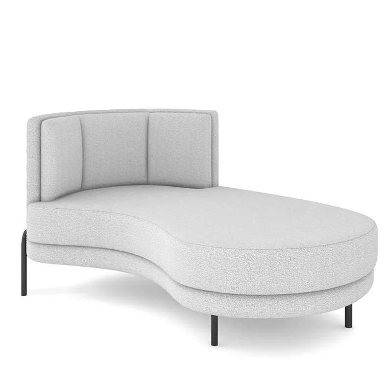 Sofá Chaise Longue Sala de Estar Living Lucca Direito D02 Bouclê Branco B-53 - Lyam Decor - Lyam Decor - Móveis