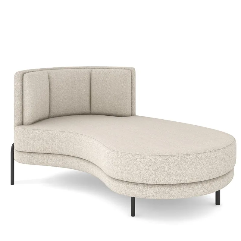 Sofá Chaise Longue Sala de Estar Living Lucca Direito D02 Bouclê Creme B-54 - Lyam Decor - Lyam Decor - Móveis