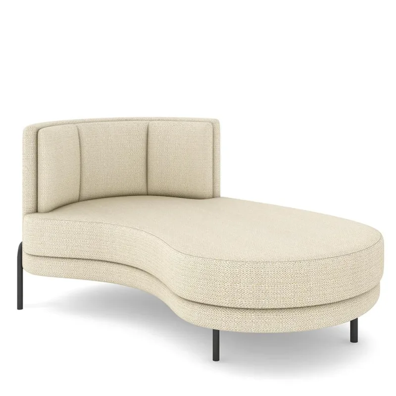 Sofá Chaise Longue Sala de Estar Living Lucca Direito D02 Linho Creme D-463 - Lyam Decor - Lyam Decor - Móveis