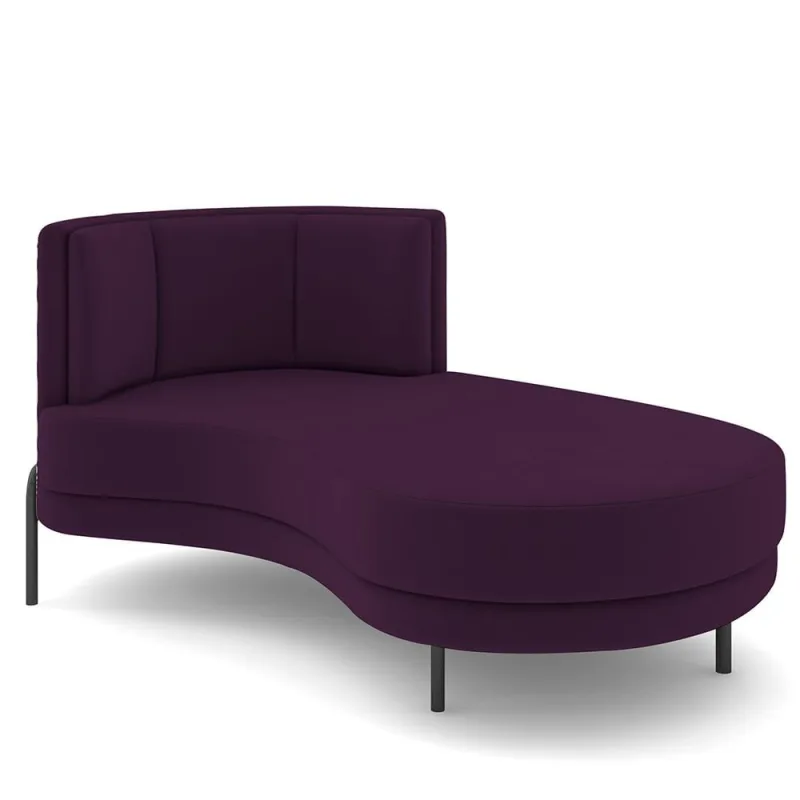 Sofá Chaise Longue Sala de Estar Living Lucca Direito D02 Veludo Roxo C-292 - Lyam Decor - Lyam Decor - Móveis