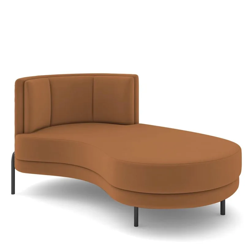 Sofá Chaise Longue Sala de Estar Living Lucca Direito D02 Veludo Terracota C-262 - Lyam Decor - Lyam Decor - Móveis