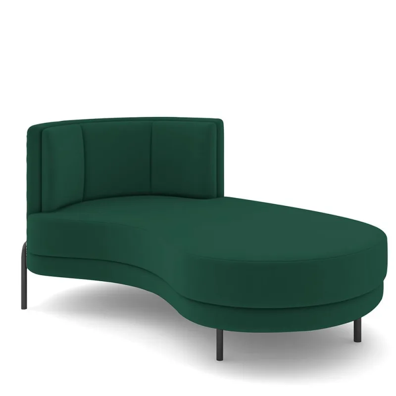 Sofá Chaise Longue Sala de Estar Living Lucca Direito D02 Veludo Verde C-303 - Lyam Decor - Lyam Decor - Móveis
