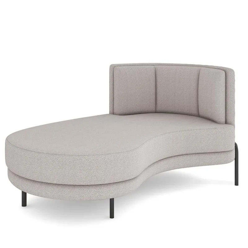 Sofá Chaise Longue Sala de Estar Living Lucca Esquerdo D02 Bouclê Bege B-62 - Lyam Decor - Lyam Decor - Móveis