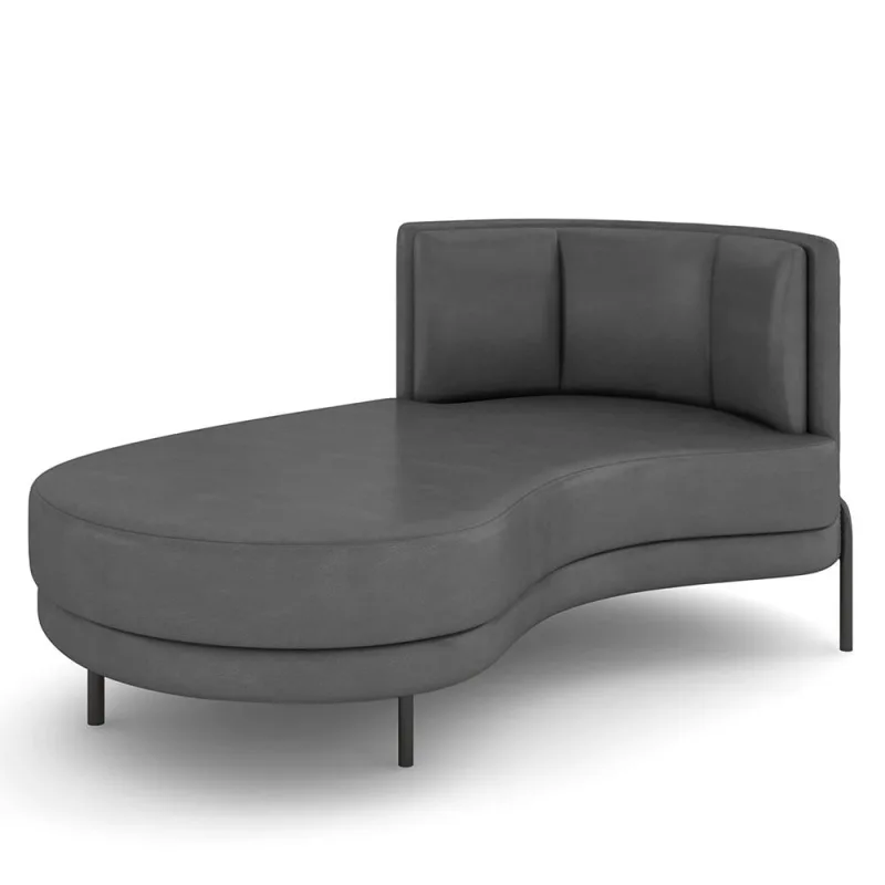 Sofá Chaise Longue Sala de Estar Living Lucca Esquerdo D02 Corano Cinza C-03 - Lyam Decor - Lyam Decor - Móveis