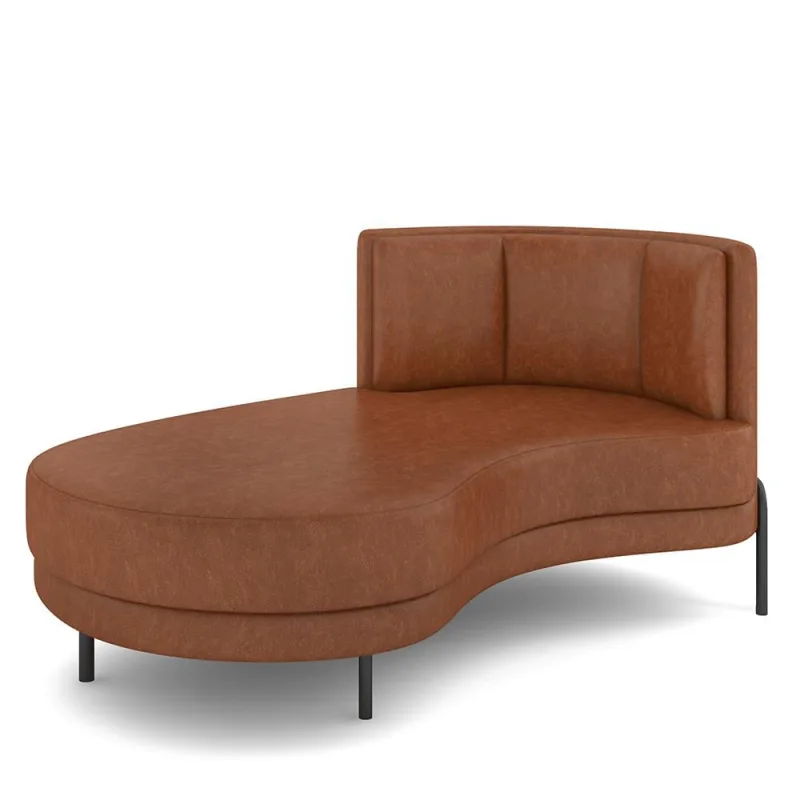 Sofá Chaise Longue Sala de Estar Living Lucca Esquerdo D02 Couríssimo Marrom B-38 - Lyam Decor - Lyam Decor - Móveis
