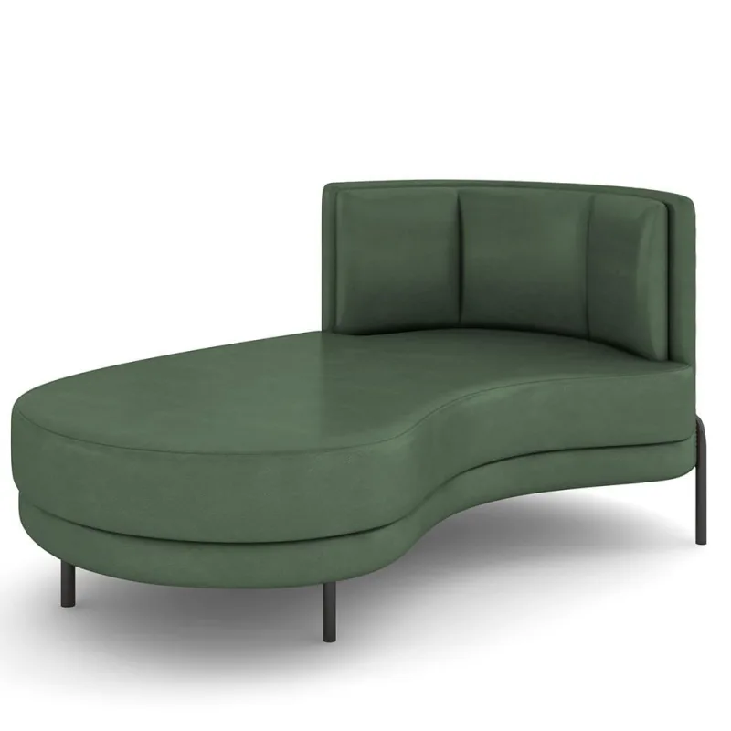 Sofá Chaise Longue Sala de Estar Living Lucca Esquerdo D02 Couríssimo Verde B-89 - Lyam Decor - Lyam Decor - Móveis