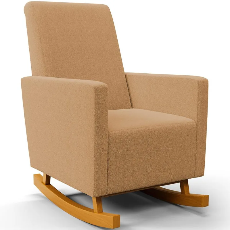 Poltrona de Amamentação com Balanço Ravena W01 Bouclê Mostarda - Lyam Decor - Lyam Decor - Bebês