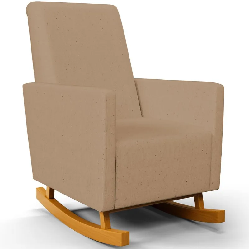 Poltrona de Amamentação com Balanço Ravena W01 Linho Bege Escuro - Lyam Decor - Lyam Decor - Bebês