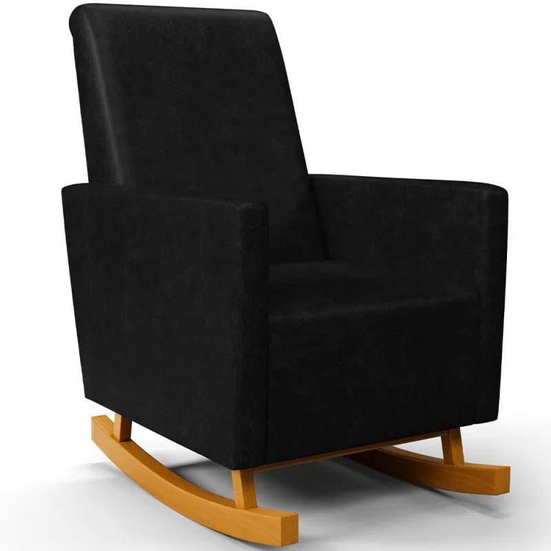 Poltrona de Amamentação com Balanço Ravena W01 Couríssimo Preto - Lyam Decor - Lyam Decor - Bebês