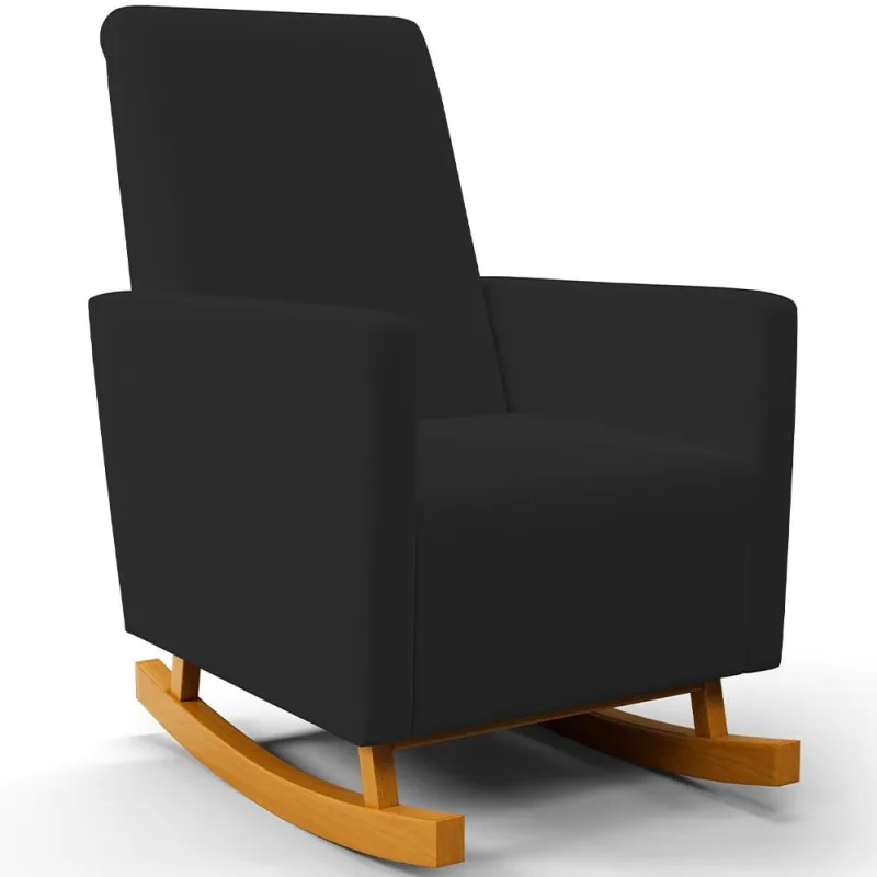 Poltrona de Amamentação com Balanço Ravena W01 Suede Preto  - Lyam Decor - Lyam Decor - Bebês