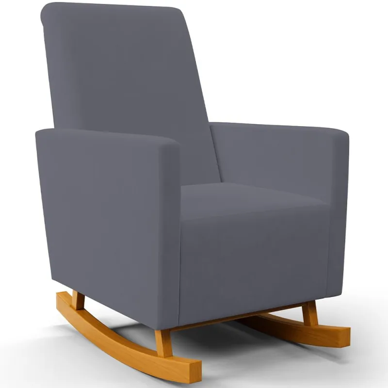 Poltrona de Amamentação com Balanço Ravena W01 Suede Cinza  - Lyam Decor - Lyam Decor - Bebês