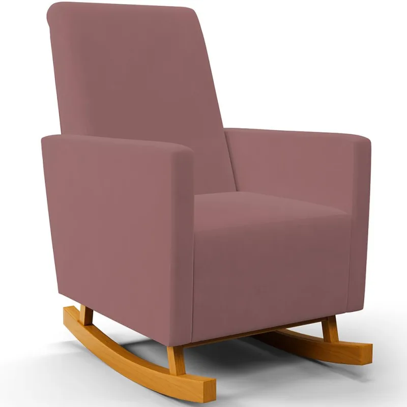 Poltrona de Amamentação com Balanço Ravena W01 Suede Rosê  - Lyam Decor - Lyam Decor - Bebês