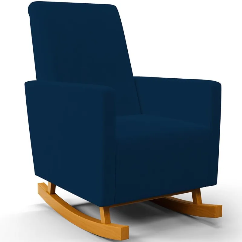 Poltrona de Amamentação com Balanço Ravena W01 Suede Azul Marinho  - Lyam Decor - Lyam Decor - Bebês