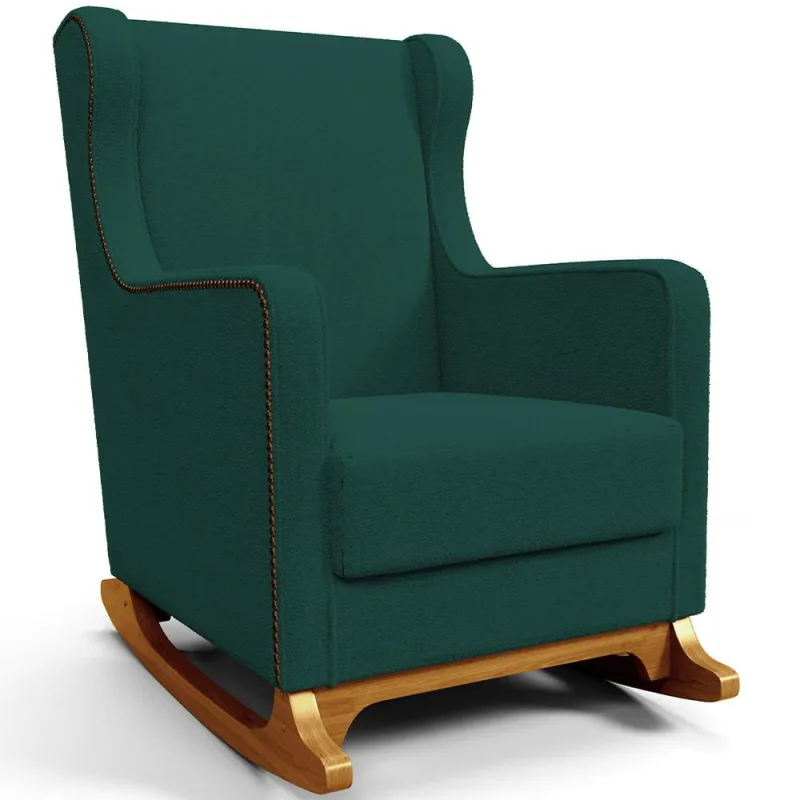 Poltrona de Amamentação com Balanço Mavie L02 Bouclê Verde - Lyam Decor - Lyam Decor - Bebês