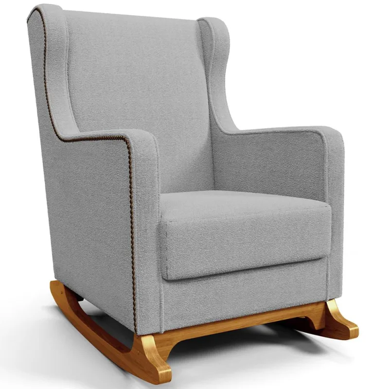Poltrona de Amamentação com Balanço Mavie L02 Bouclê Cinza - Lyam Decor - Lyam Decor - Bebês