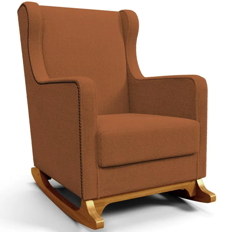 Poltrona de Amamentação com Balanço Mavie L02 Bouclê Terracota - Lyam Decor - Lyam Decor - Bebês