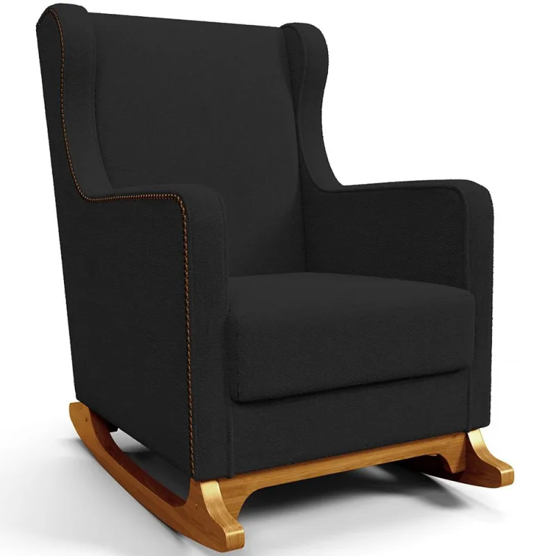 Poltrona de Amamentação com Balanço Mavie L02 Bouclê Preto - Lyam Decor - Lyam Decor - Bebês