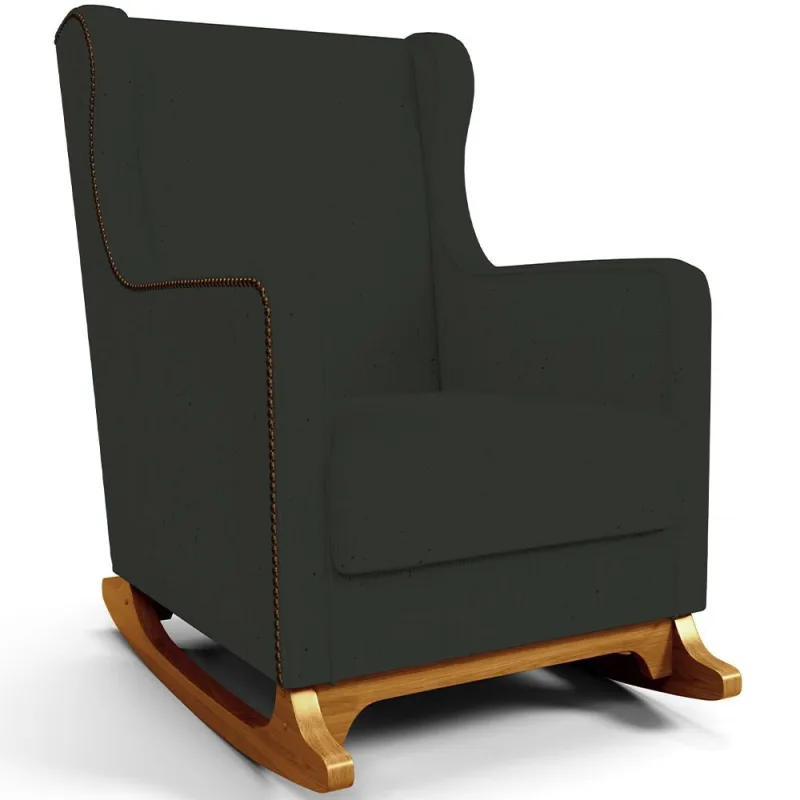 Poltrona de Amamentação com Balanço Mavie L02 Linho Verde Musgo - Lyam Decor - Lyam Decor - Bebês