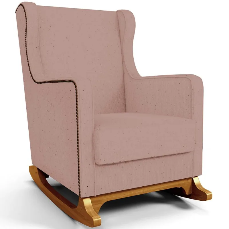 Poltrona de Amamentação com Balanço Mavie L02 Linho Rosê - Lyam Decor - Lyam Decor - Bebês