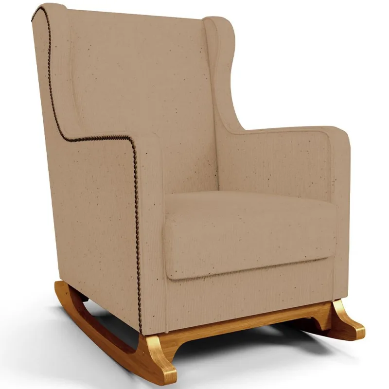 Poltrona de Amamentação com Balanço Mavie L02 Linho Bege Escuro - Lyam Decor - Lyam Decor - Bebês