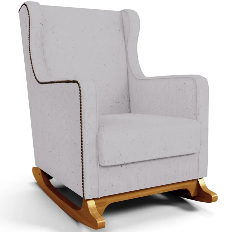 Poltrona de Amamentação com Balanço Mavie L02 Linho Cinza - Lyam Decor - Lyam Decor - Móveis