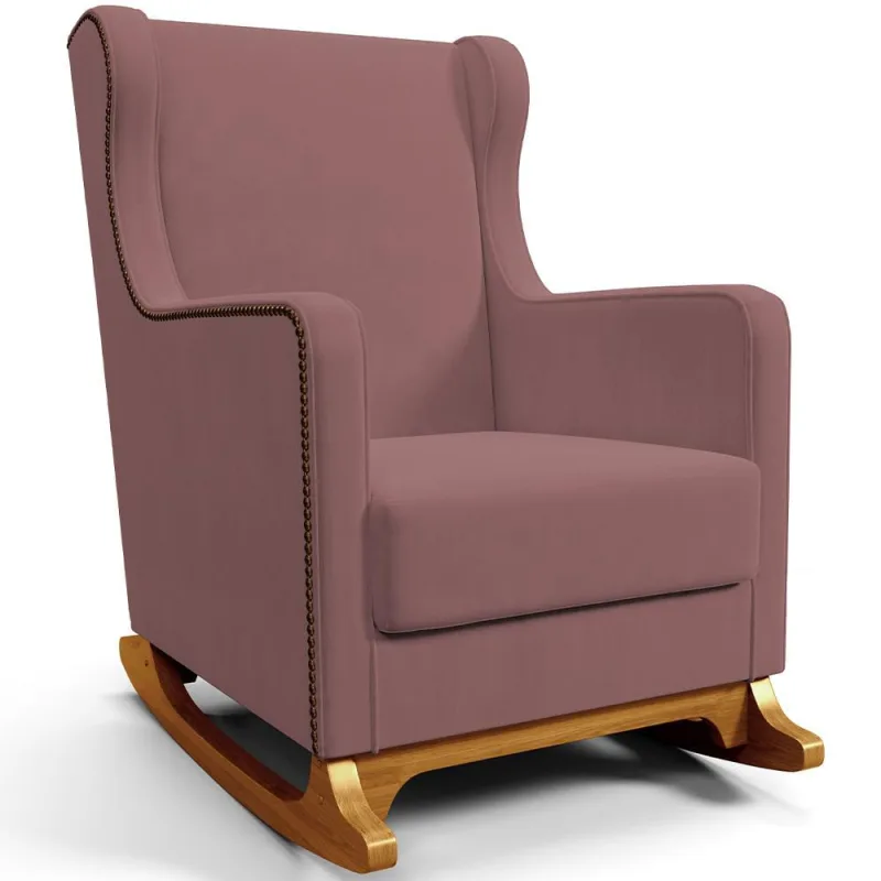 Poltrona de Amamentação com Balanço Mavie L02 Suede Rosê - Lyam Decor - Lyam Decor - Bebês