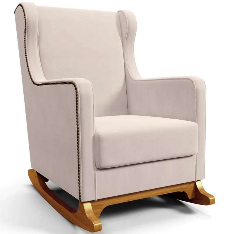 Poltrona de Amamentação com Balanço Mavie L02 Suede Bege - Lyam Decor - Lyam Decor - Bebês