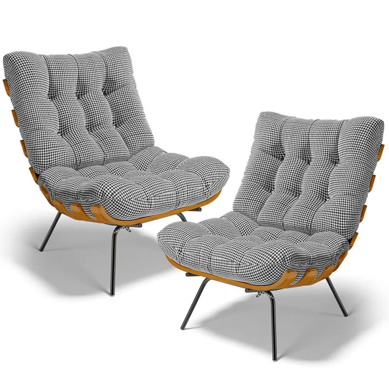 Kit 2 Poltronas Decorativas Sala de Estar Costela L02 Pied Poule - Lyam Decor - Lyam Decor - Móveis