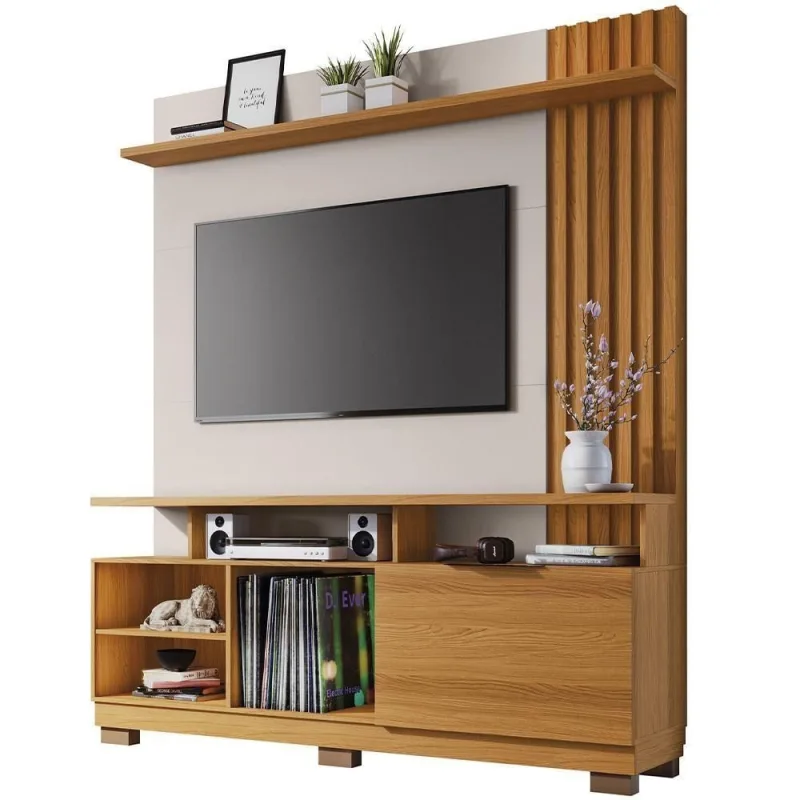 Estante Home Theater Para 55 Pol 160cm Arturo B01 Cinamomo Off White - Lyam Decor