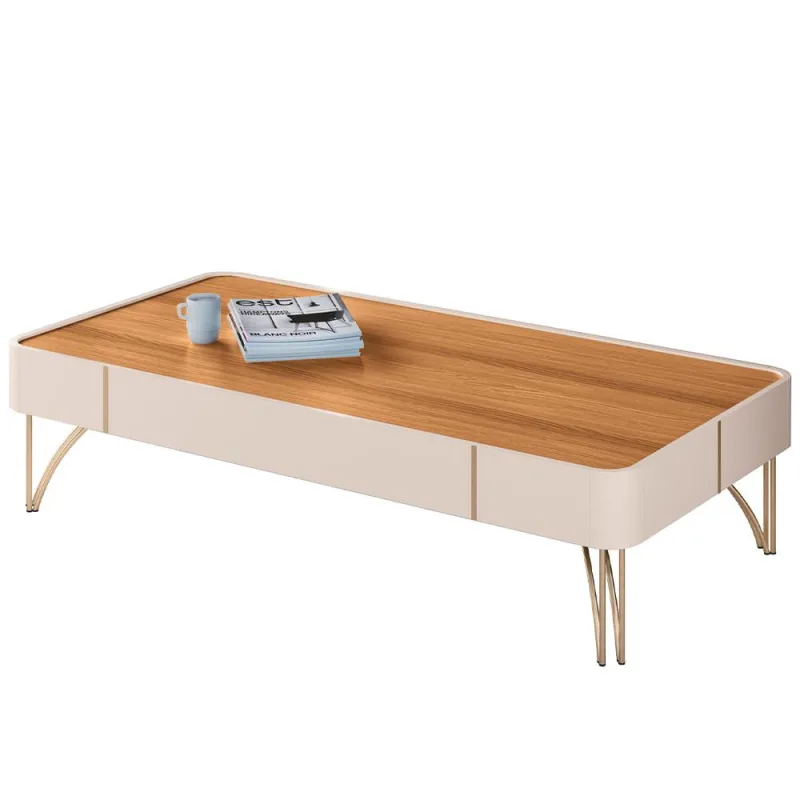 Mesa de Centro Decorativa Sala de Estar Harmony B01 Off White Cinamomo - Lyam Decor - Lyam Decor - Móveis