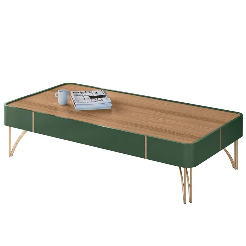 Mesa de Centro Decorativa Sala de Estar Harmony B01 Verde Pistache Freijó - Lyam Decor - Lyam Decor - Móveis