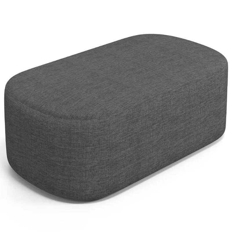 Puff Decorativo Orgânico para Living Quarto 100cm Doha W01 Linho Cinza Escuro - Lyam Decor - Lyam Decor