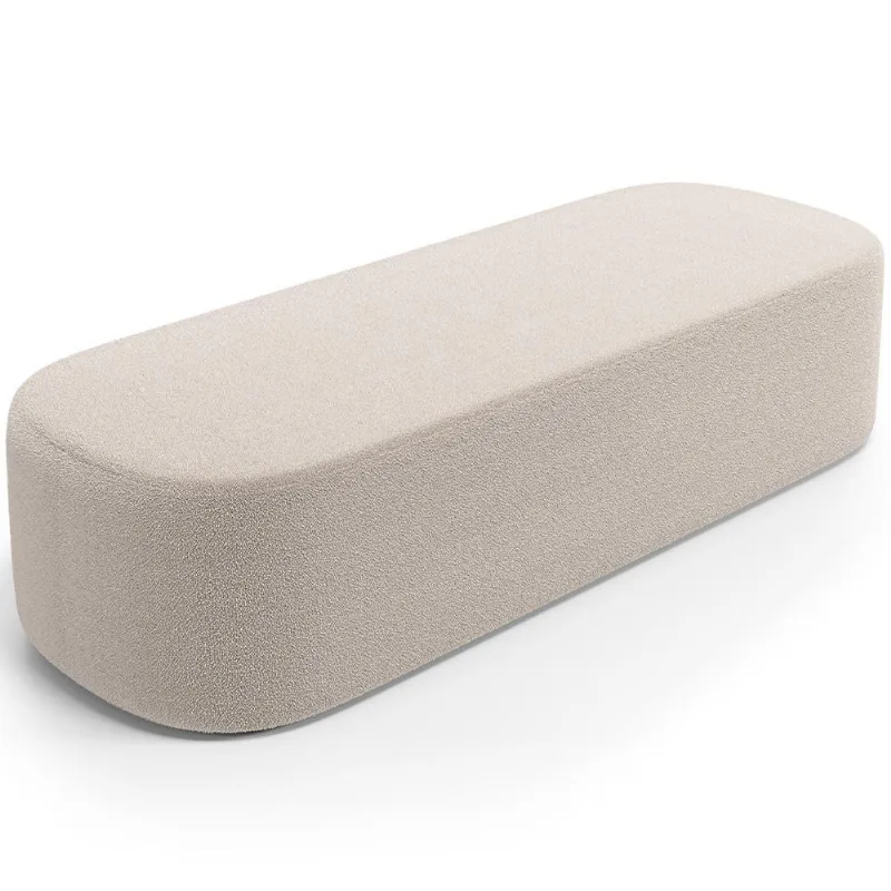 Puff Decorativo Orgânico para Living Quarto 140cm Doha W01 Bouclê Creme - Lyam Decor - Lyam Decor