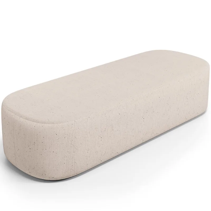 Puff Decorativo Orgânico para Living Quarto 140cm Doha W01 Linho Cru - Lyam Decor - Lyam Decor